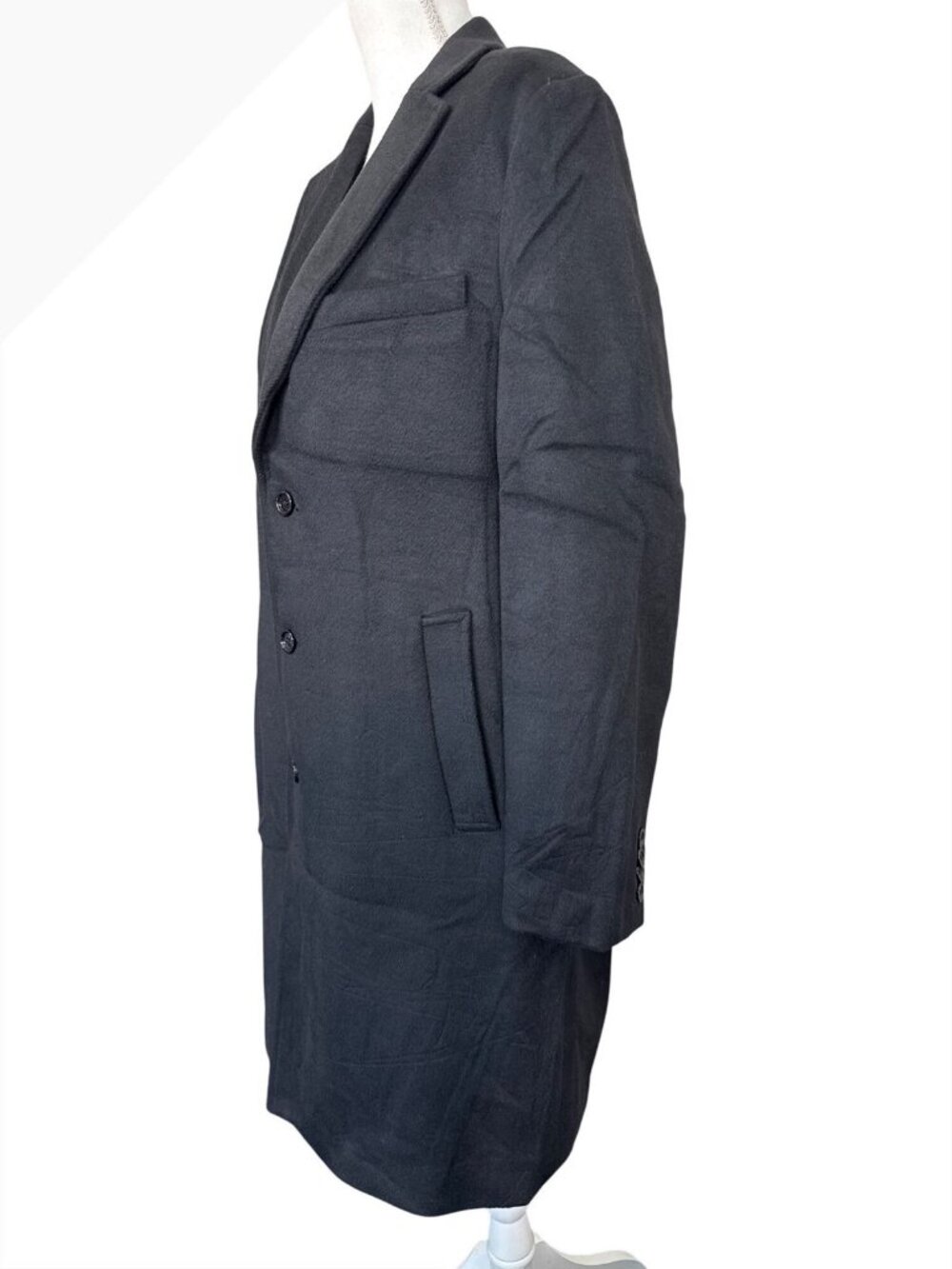 Alfani Mens Black Wool Blend Overcoat Size M Indonesia Dress Office - Picture 9 of 14